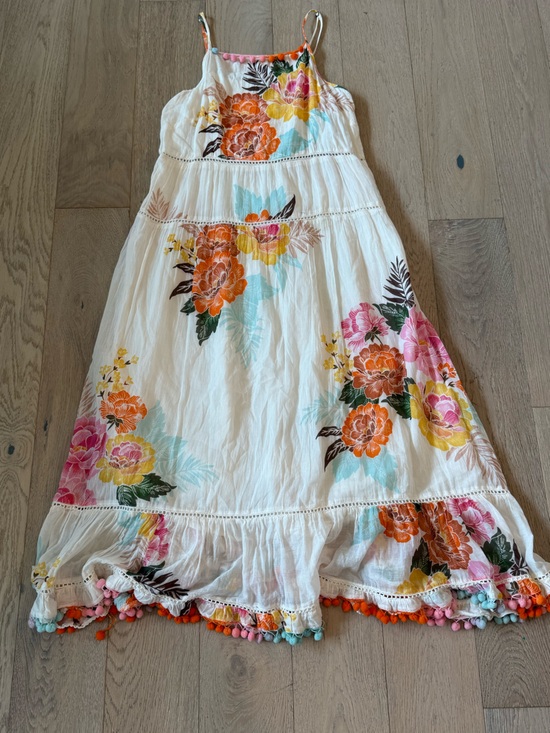FARM Rio Dresses & Skirts - FARM Rio Cream dress with Pastel Pink & Aqua Trim